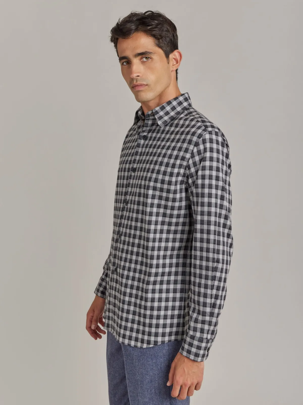 Grey Cotton Andy Checked Shirt<agnès b. Store