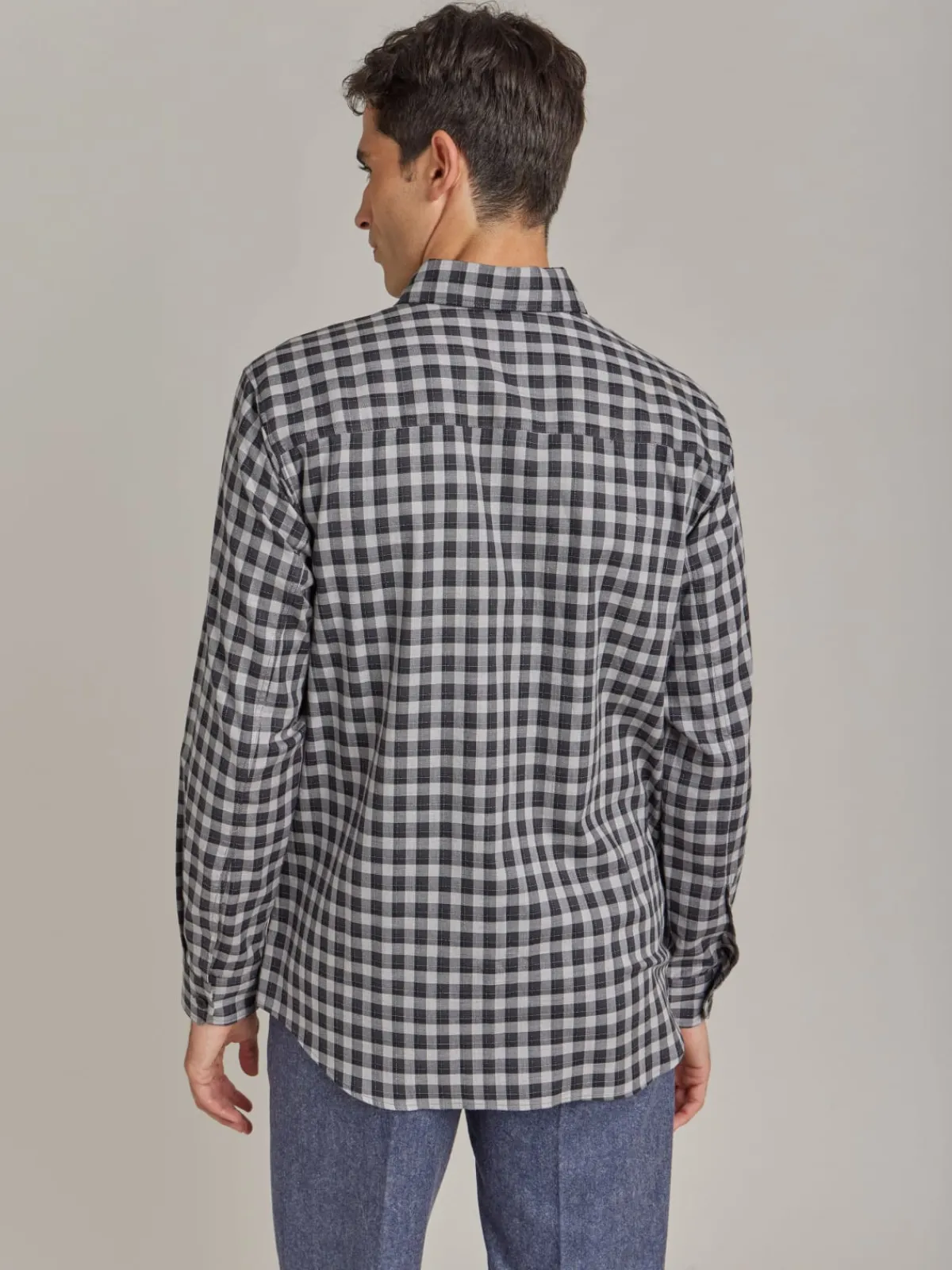 Grey Cotton Andy Checked Shirt<agnès b. Store
