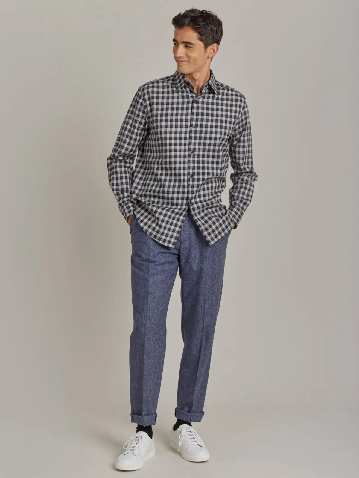 Grey Cotton Andy Checked Shirt<agnès b. Store