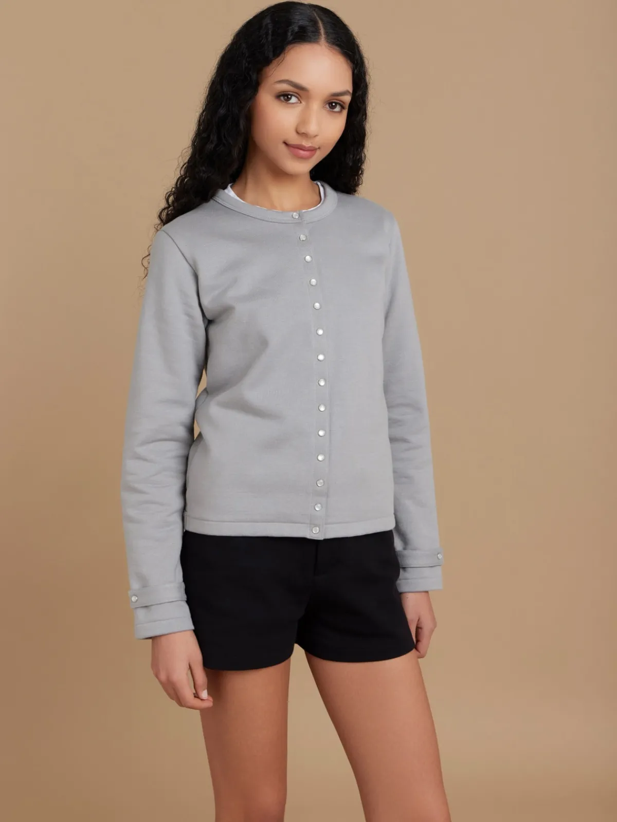 Grey Cotton Fleece Rosana Snap Cardigan<agnès b. Sale