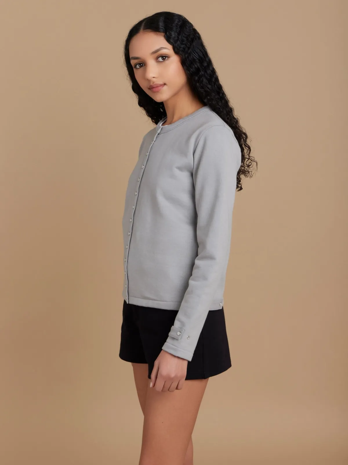 Grey Cotton Fleece Rosana Snap Cardigan<agnès b. Sale