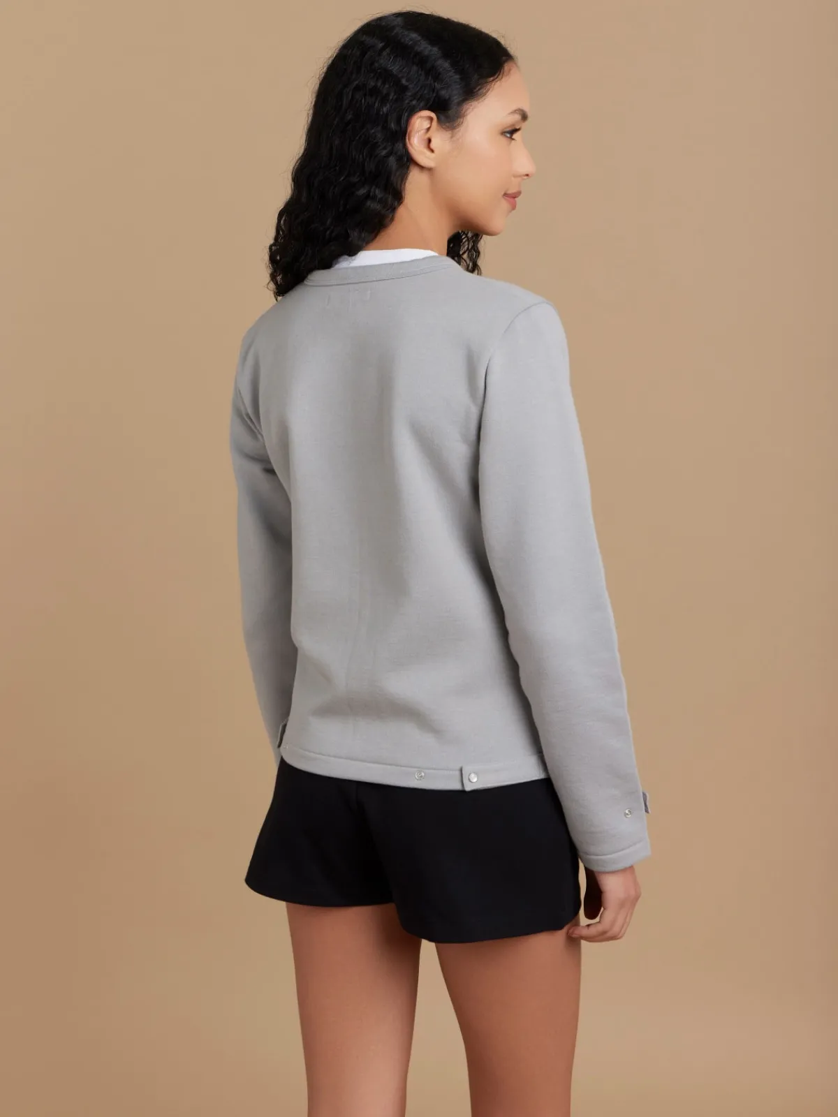 Grey Cotton Fleece Rosana Snap Cardigan<agnès b. Sale