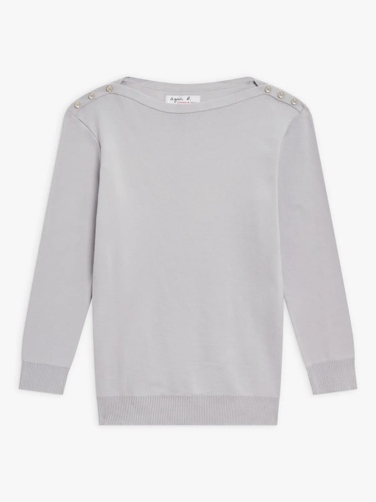 Grey Cotton Knit Badiane 3/4 Sleeves T-shirt<agnès b. Fashion