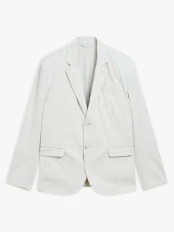 Grey Cotton Vertical Stripes Domino Jacket<agnès b. Sale