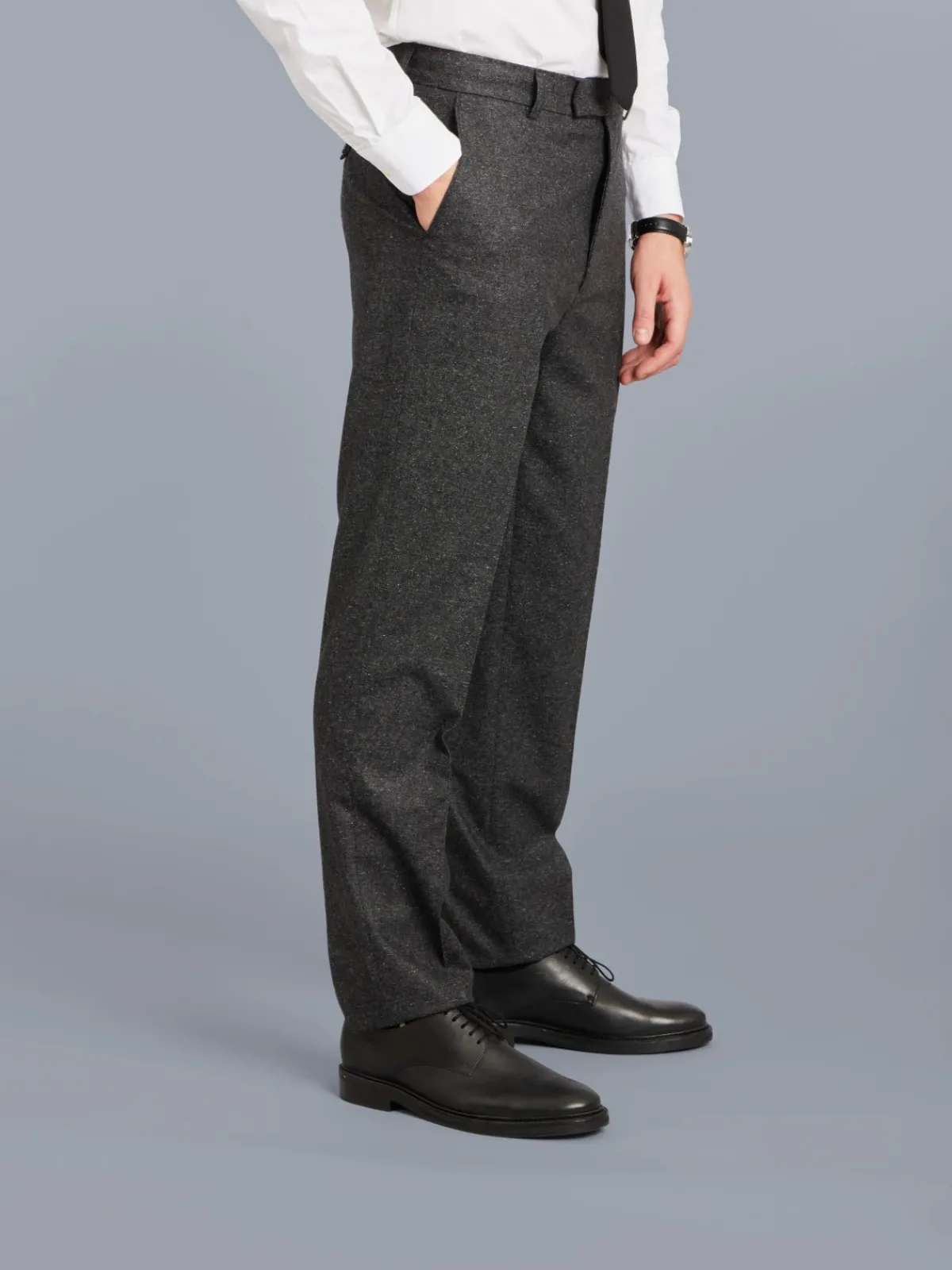 Grey Tweed Wool Straight Leg Perfect Pants<agnès b. Shop