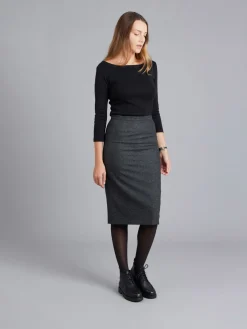 Grey Tweed Woolen Fanny Pencil Skirt<agnès b. Cheap