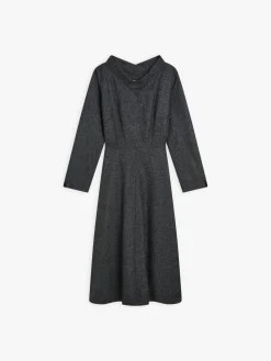 Grey Tweed Woolen Long Sleeve Dress<agnès b. Online