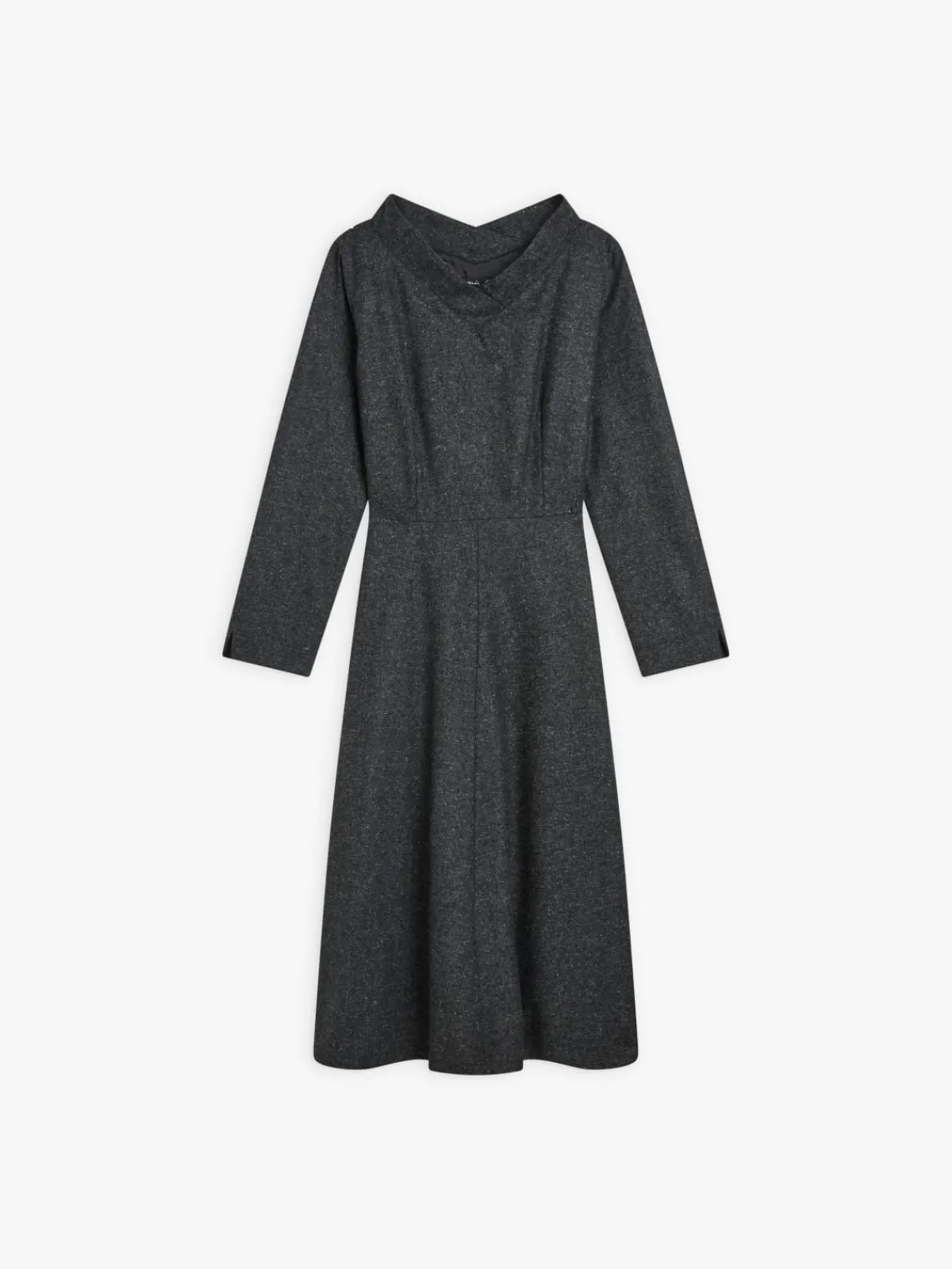 Grey Tweed Woolen Long Sleeve Dress<agnès b. Online