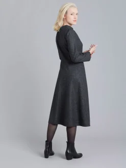 Grey Tweed Woolen Long Sleeve Dress<agnès b. Online