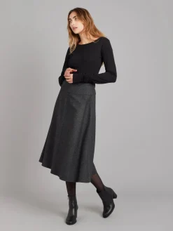Grey Tweed Woolen Skirt<agnès b. Clearance