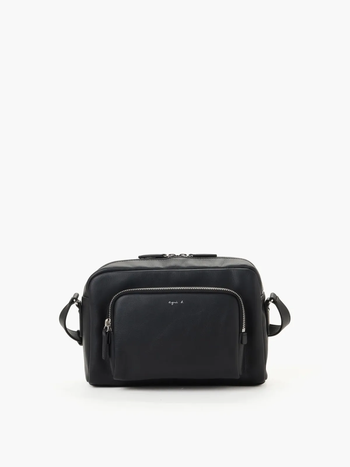 Large Black Leather Shoulder Bag<agnès b. Hot