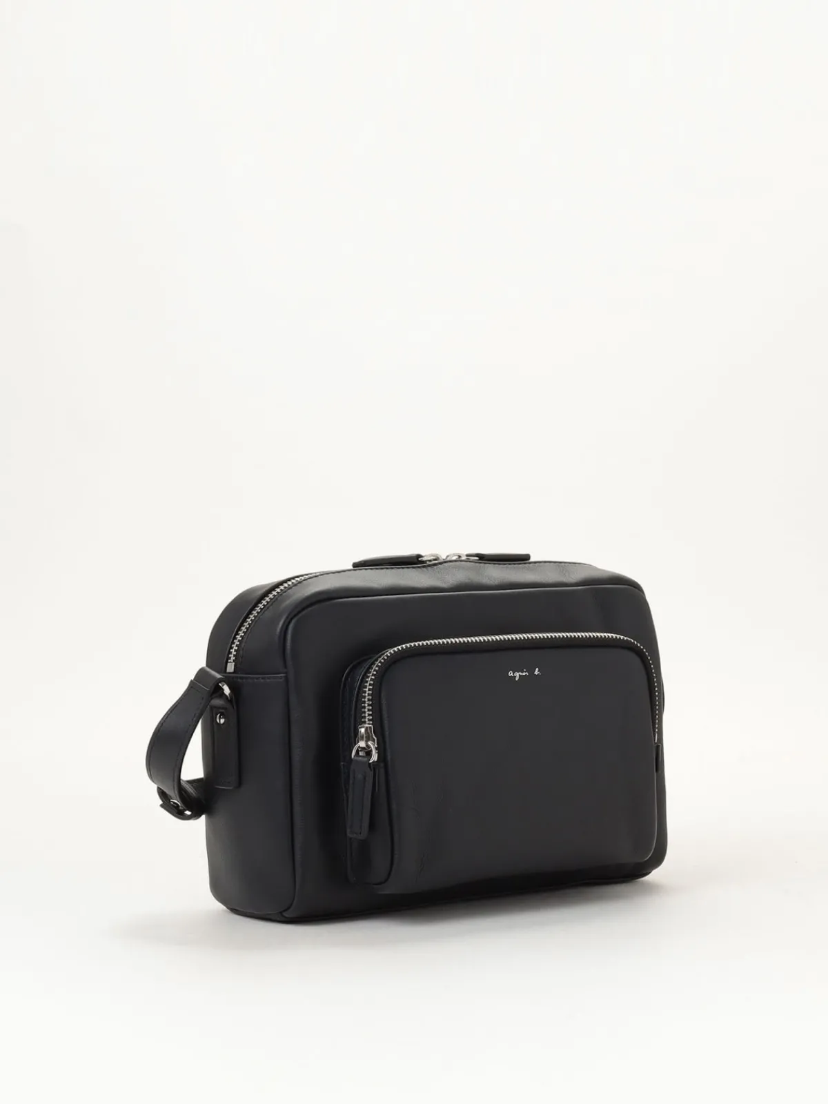 Large Black Leather Shoulder Bag<agnès b. Hot