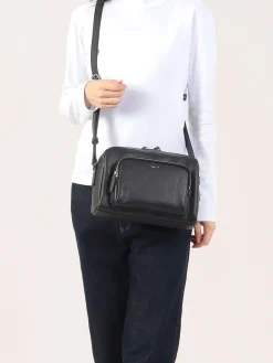 Large Black Leather Shoulder Bag<agnès b. Hot