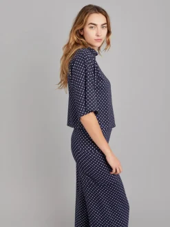 Midnight Blue High Neck Yoko T-shirt<agnès b. Shop