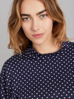 Midnight Blue High Neck Yoko T-shirt<agnès b. Shop