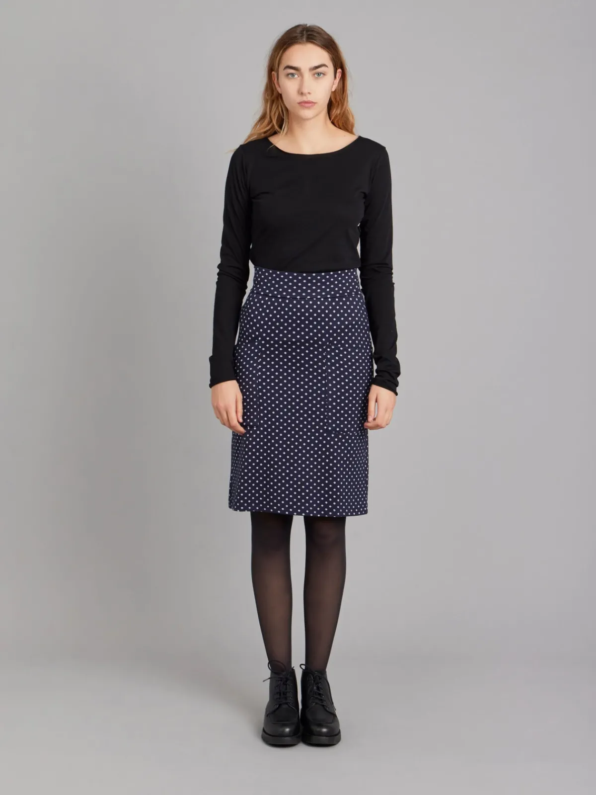 Midnight Blue Polka Dot Mathis Skirt<agnès b. Store