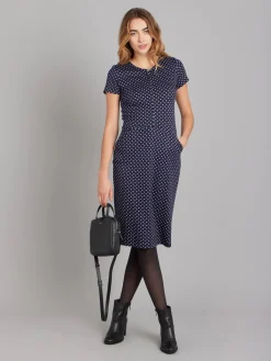 Midnight Blue Polka Dot Ville Sheath Dress<agnès b. New