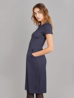 Midnight Blue Polka Dot Ville Sheath Dress<agnès b. New