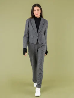 Mottled Grey Herringbone Wool Blend Jacket<agnès b. Store