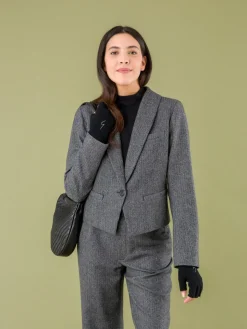 Mottled Grey Herringbone Wool Blend Jacket<agnès b. Store