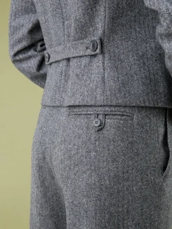 Mottled Grey Herringbone Wool Blend Jacket<agnès b. Store
