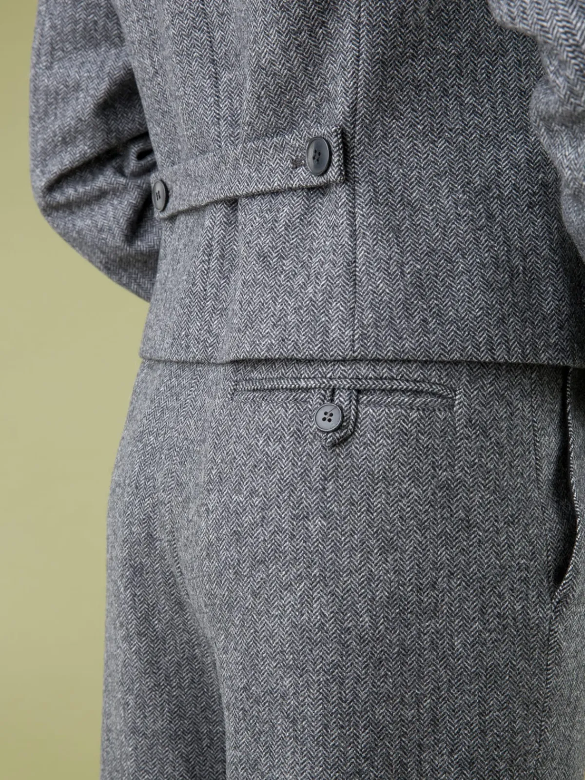Mottled Grey Herringbone Wool Blend Jacket<agnès b. Store