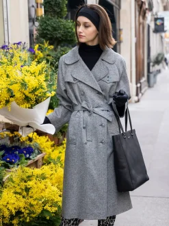 Mr. Porte Tweed Trench Coat With Raglan Sleeves<agnès b. Cheap