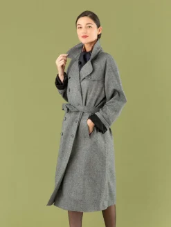 Mr. Porte Tweed Trench Coat With Raglan Sleeves<agnès b. Cheap