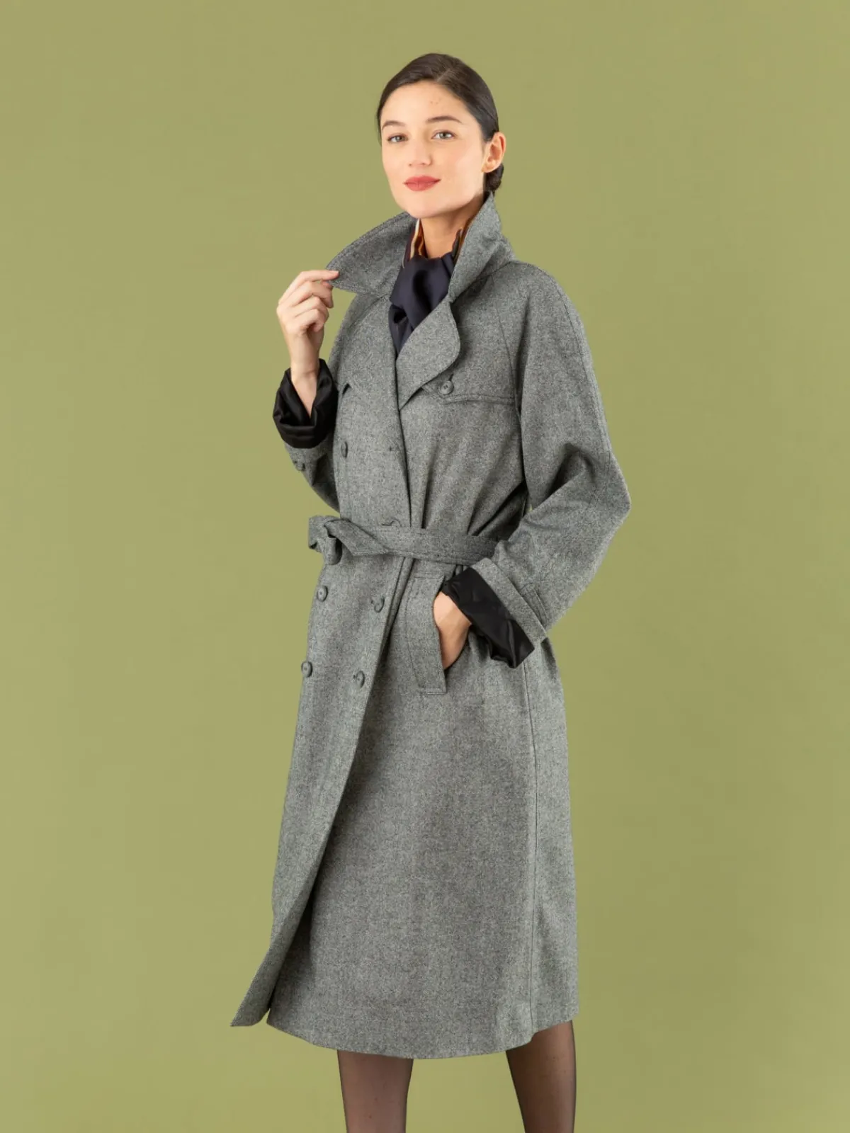 Mr. Porte Tweed Trench Coat With Raglan Sleeves<agnès b. Cheap