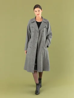 Mr. Porte Tweed Trench Coat With Raglan Sleeves<agnès b. Cheap