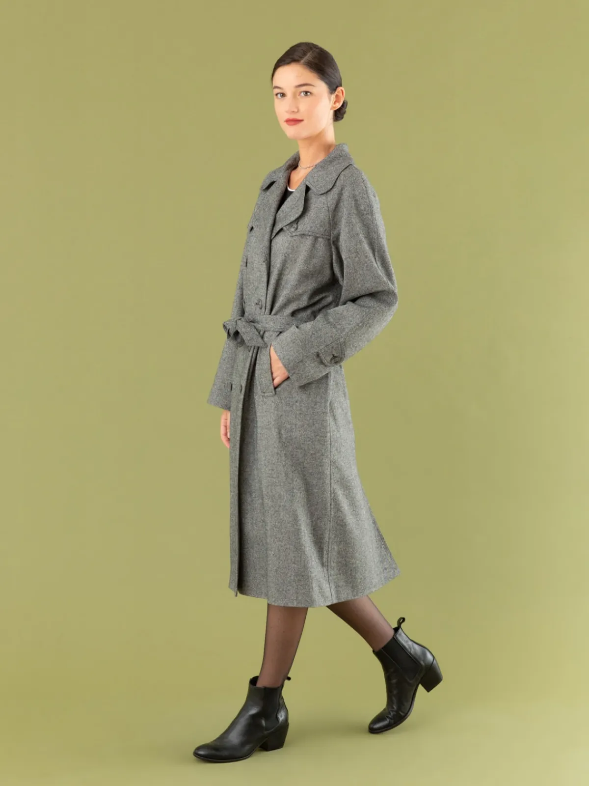 Mr. Porte Tweed Trench Coat With Raglan Sleeves<agnès b. Cheap