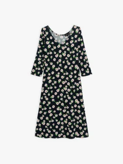 Navy Blue New Danseuse Dress With White Floral Print And 3/4 Length Sleeves<agnès b. Cheap