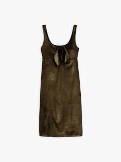 Noeud Dress In Smooth Black And Gold Velvet<agnès b. Fashion