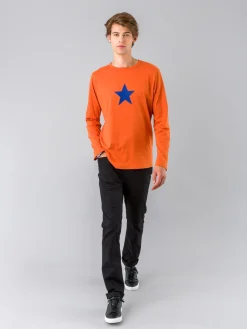 Orange Long Sleeves Coulos Star T-shirt<agnès b. Store