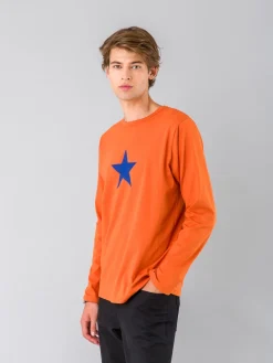 Orange Long Sleeves Coulos Star T-shirt<agnès b. Store