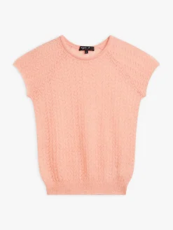 Peach Mohair Knitted Cracotte Sweater<agnès b. New