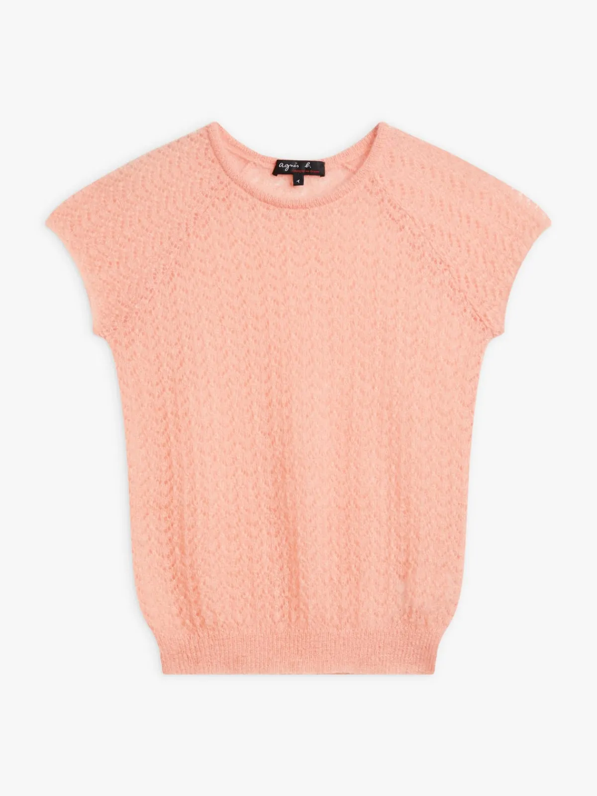 Peach Mohair Knitted Cracotte Sweater<agnès b. New