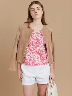 Pink Cotton Rose Print Top<agnès b. Shop