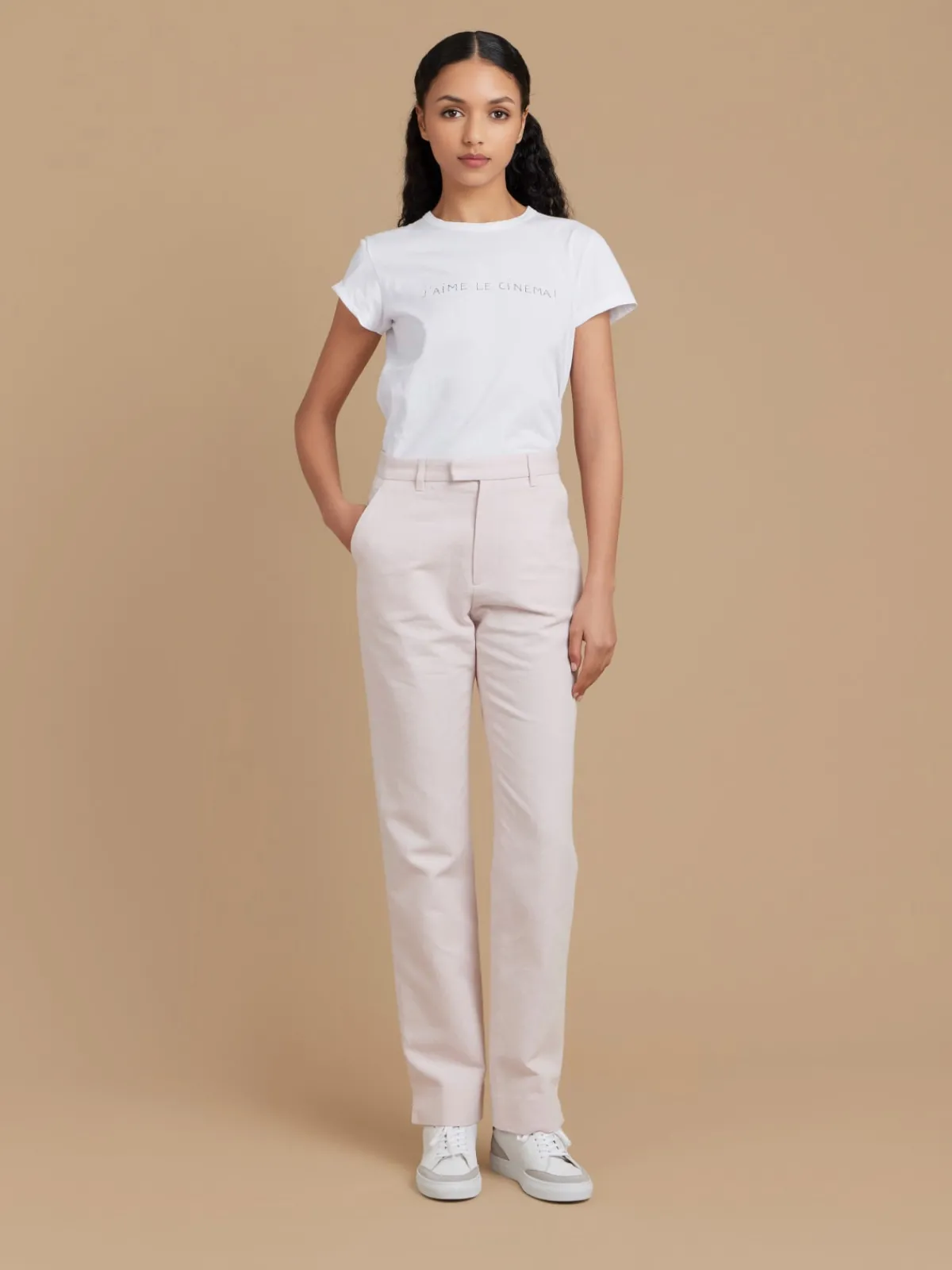 Pink Cotton Straight Fergie Pants<agnès b. Fashion
