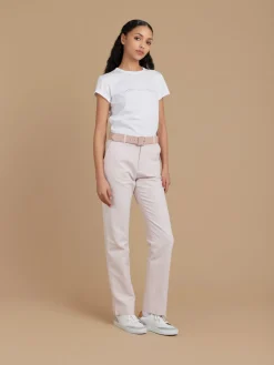Pink Cotton Straight Fergie Pants<agnès b. Fashion