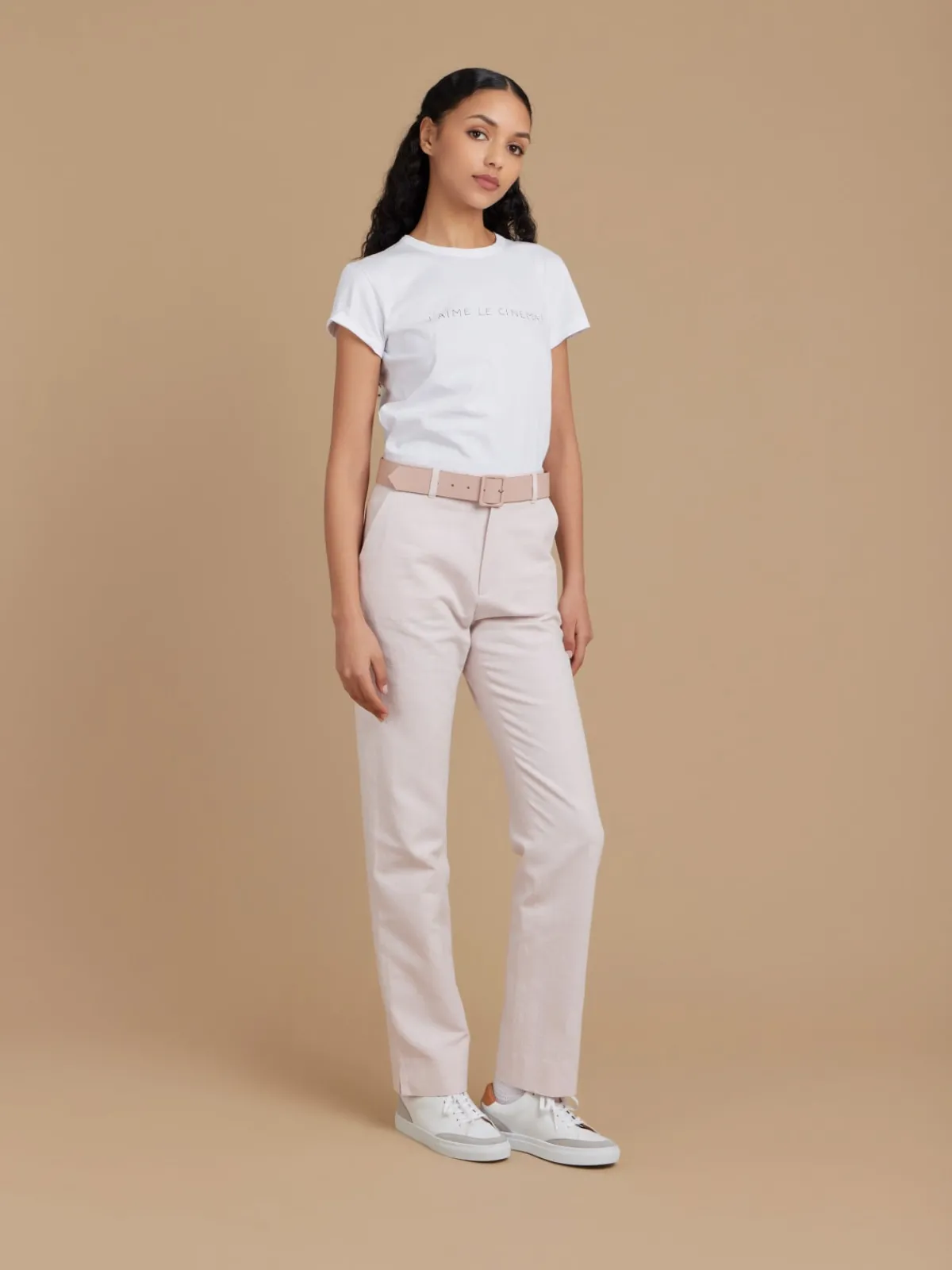 Pink Cotton Straight Fergie Pants<agnès b. Fashion