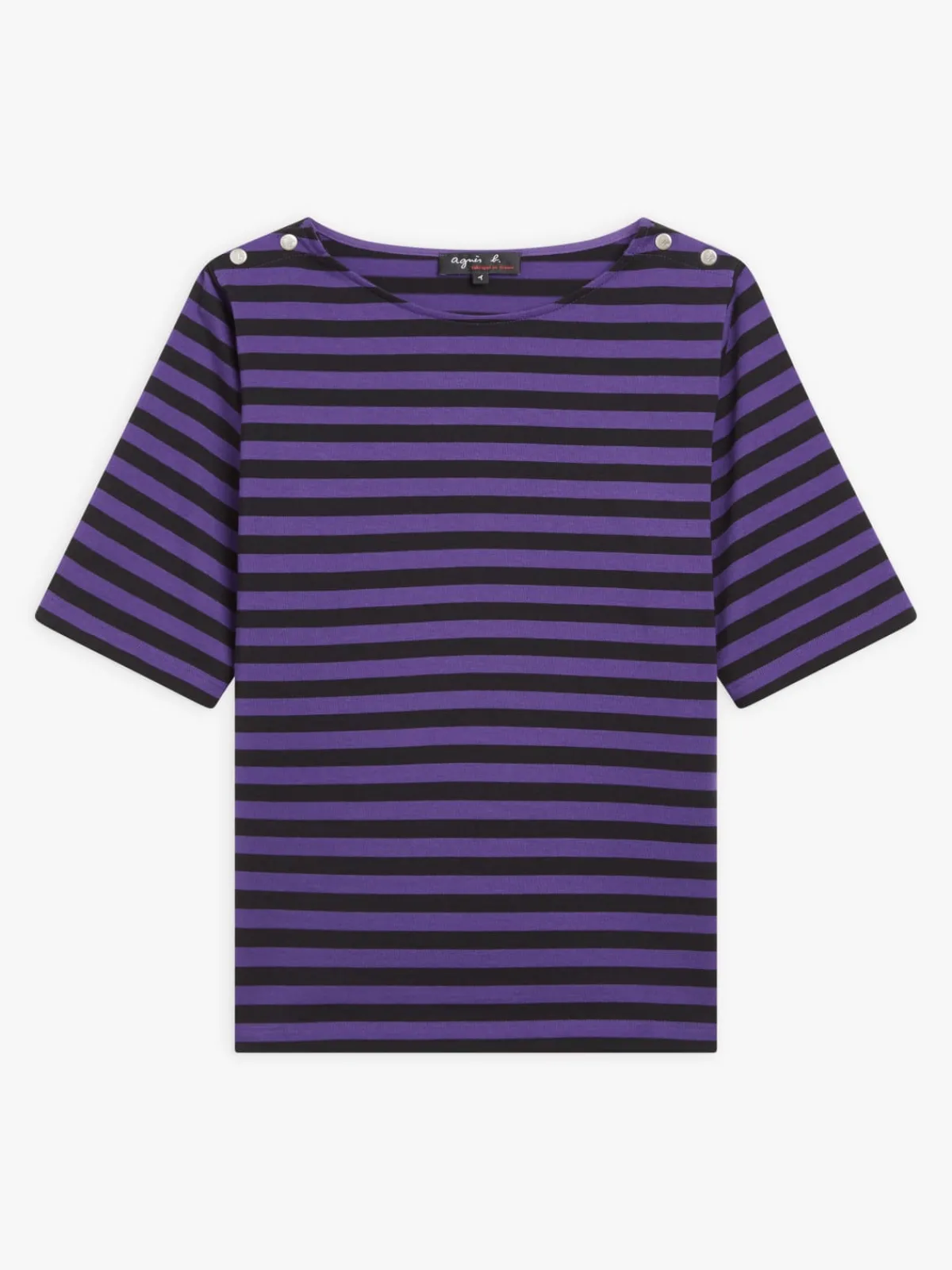 Purple And Black Cotton Striped Cancale T-shirt<agnès b. Fashion