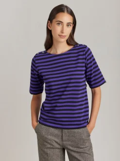 Purple And Black Cotton Striped Cancale T-shirt<agnès b. Fashion