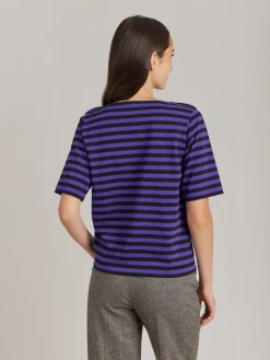Purple And Black Cotton Striped Cancale T-shirt<agnès b. Fashion
