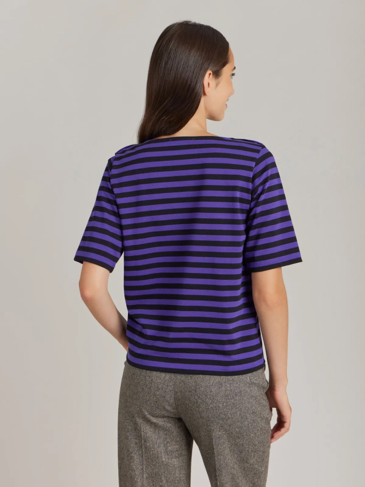 Purple And Black Cotton Striped Cancale T-shirt<agnès b. Fashion
