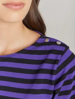 Purple And Black Cotton Striped Cancale T-shirt<agnès b. Fashion