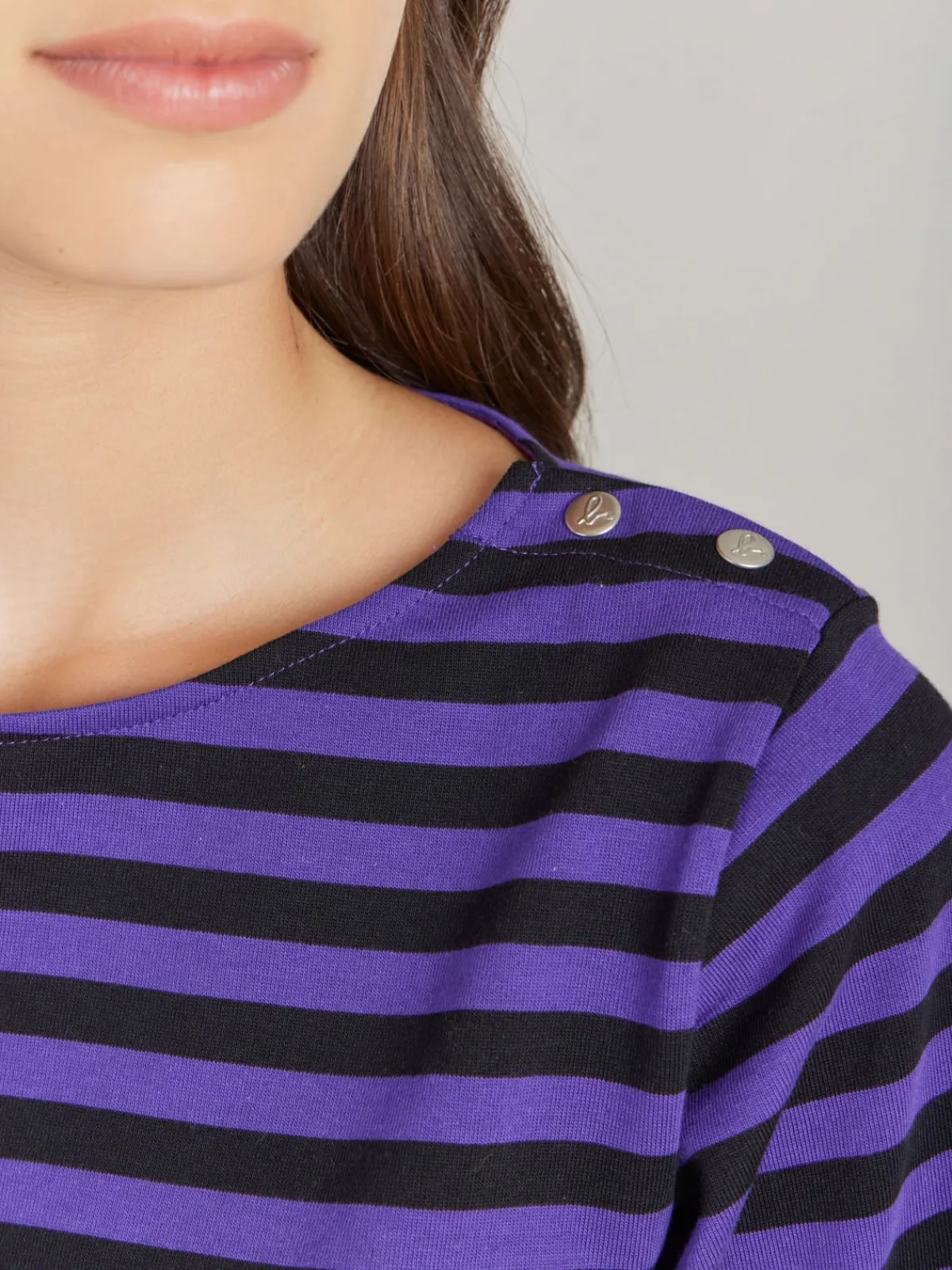 Purple And Black Cotton Striped Cancale T-shirt<agnès b. Fashion