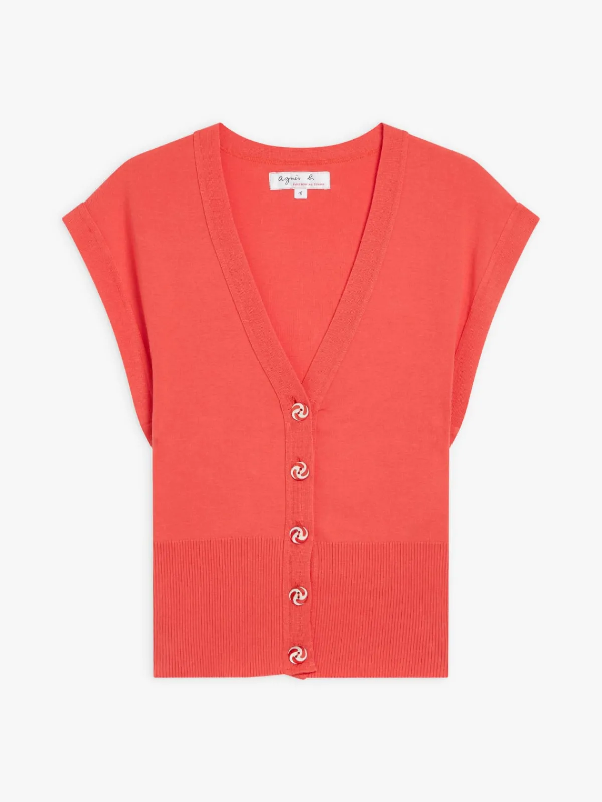 Raspberry Cotton Joke Cardigan<agnès b. Store