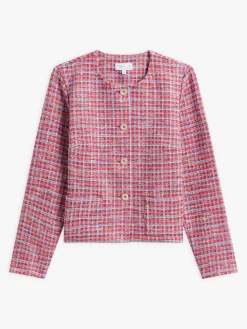 Red Cotton Tweed Checked Illy Jacket<agnès b. Cheap