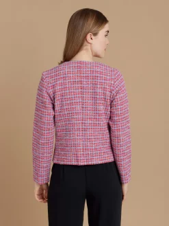 Red Cotton Tweed Checked Illy Jacket<agnès b. Cheap